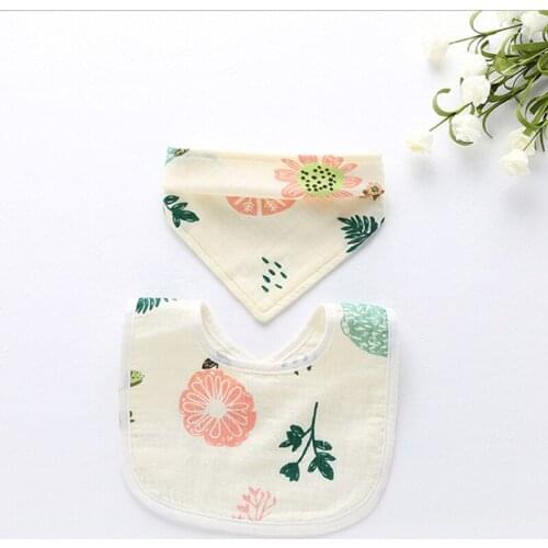 Newborn Bibs Cotton Girls Boys Baby Apron Feeding Burp Cloth Print Infant Cartoon Waterproof Bib Set Fashion Unisex