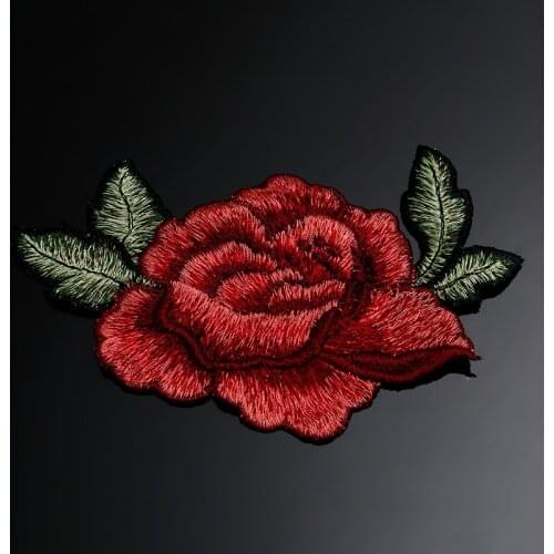 Rose Flower Floral Collar Sew on Patch Cute Applique Badge Embroidered Fabric Sticker Clothes Bust Dress DIY Ornament