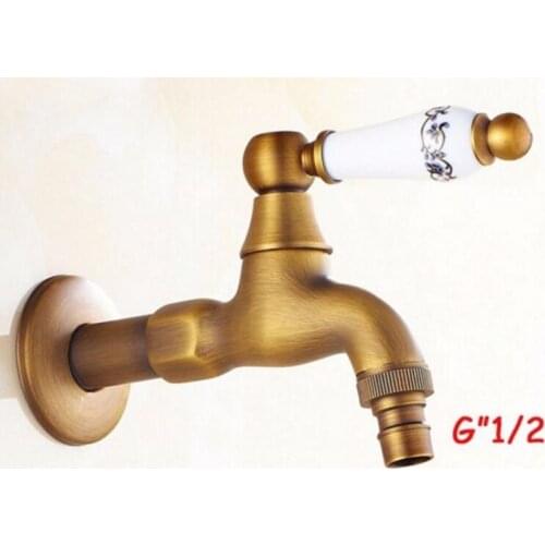 Antique Bibcocks faucet use for garden & Bathroom Wall Mounted Washing Machine faucet with ceramic handle outdoor Faucet Tap