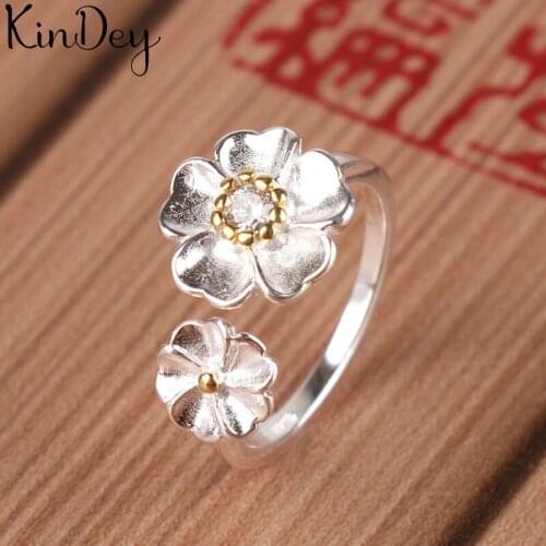 New Trendy Personality Punk Flower Rings For Women Lady Resizable Size Rings Party Jewelry Charm Gifts 2021