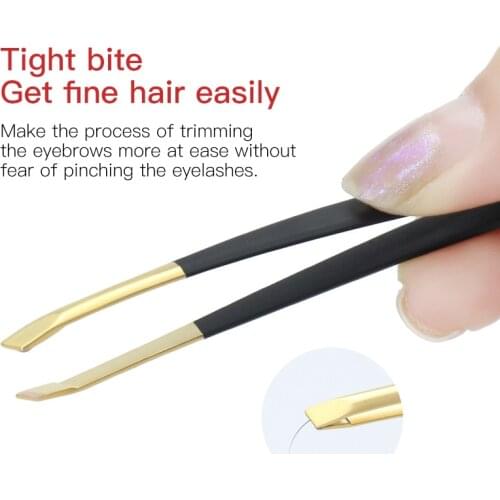Eyebrow Hair Tweezers Stainless Steel Durable Point Slant Flat Tip Clip Durable Trimming Mustache Hair Professional Makeup Tool