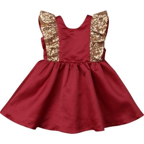 Toddler Kids Baby Girl Pageant Princess Dress Backless Bowknot Sequin Ruffles Wedding Party Dresses 1-5Y