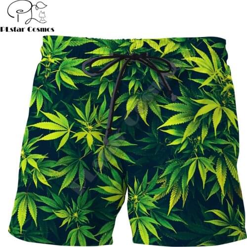 PLstar Cosmos 2019 New summer vibes shorts Green weed 3D Printed Male/Female streetwear Harajuku Casual Shorts