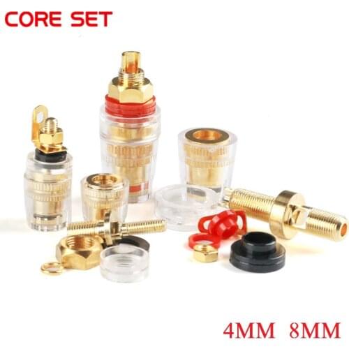 Gold Plated Copper Banana Connector 4mm Thread Medium Amplifier Speaker Spade Terminal Binding Post Banana Plug Socket M4 M8