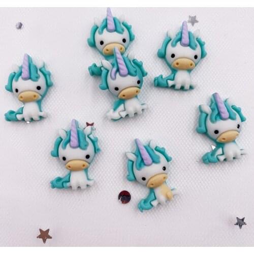 Lovely Resin Colorful Unicorn Flatback Cabochon Figurine 24pcs DIY Wedding Scrapbook Decor Home Craft OG801