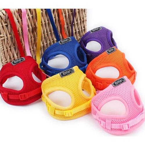 Dog Harness Adjustable Soft Breathable Nylon Mesh Vest Harnesses Puppy Cat Pets Collar Chest Strap Leashes For Small Dogs Teddy