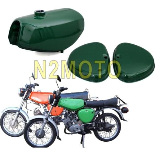 Dark Green Orange Motorcycle Banana Shape Custom Fuel Tank 191972 Gas Oil Tank w/ 2pcs Side Cover for Simson S50 S51 S70