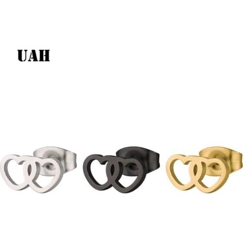 UAH Fashion Cute Heart Stud Earrings for Women Kids Stainless Steel Jewelry Earings Jewelry Accessories Gifts