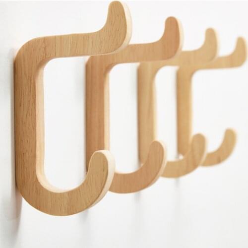 16pcs Natural Wood Clothes Hanger Wall Mounted Coat Hook Decorative Key Hook Scarf Handbag Storage Hanger Bathroom Rack