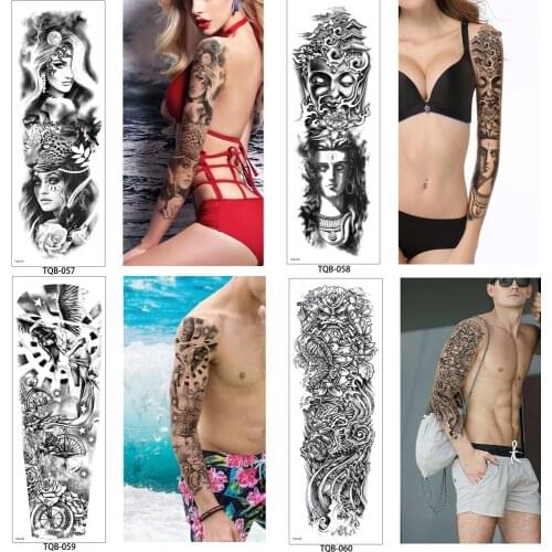 1 Pc Large Arm Temporary Tattoo Sticker Colorful Fake Tatoo Sleeve Flash Tatto Waterproof Big Body Art Men Women T1788