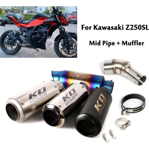 For Kawasaki Z250SL Motorcycle Exhaust System Middle Pipe Connecting Link Tube Tail Muffler End Tips 51mm Slip On Modified