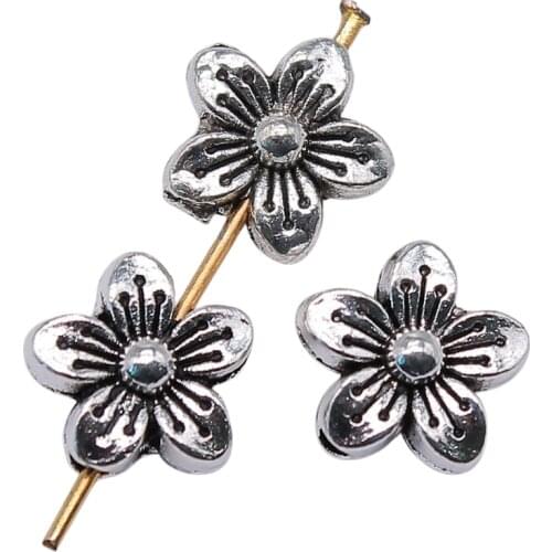 WYSIWYG 10pcs 10x10x5mm European Small Hole Spacer Beads Flower Flower Small Hole Beads Charms Flower Charms Beads