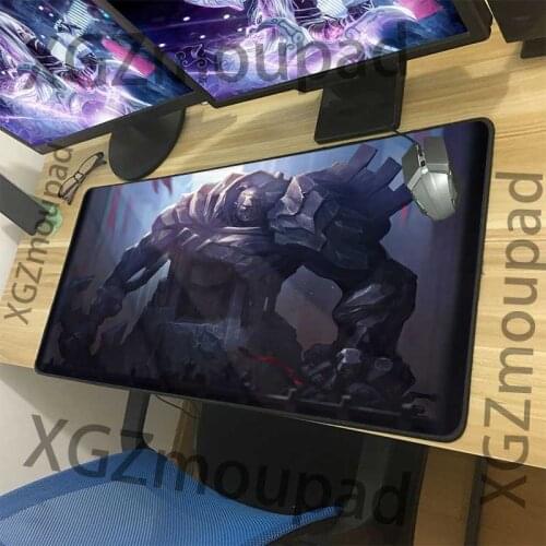 XGZ Large Gaming Mouse Pad Black Lock Edge Cool Sion Office Computer Desk Mat Natural Rubber Non-slip for Lol Csgo Gamer Xxl