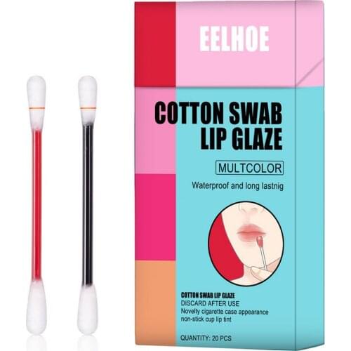 Ladies long lasting lip gloss nylon environmental protection matte cigarette case lipstick cotton swab non-fading lipstick