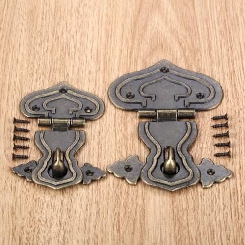 1set Antique Bronze Box Hasp Lock Catch Latches Jewelry Box Case Vintage Furniture Gourd Clasp Buckle Lock Zinc Alloy Old Style