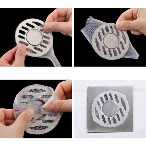 100pcs/set Sink Filter Mesh Drain Anti-clogging Elastic Floor Kitchen Bathroom Hair Residue Filter Screen Tools