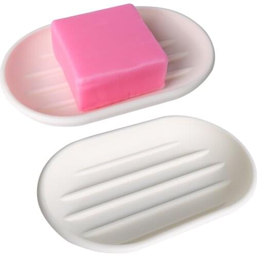 2PCS Easy Clean Plastic Soap Dish Practical Oval Soap Bar Holder for Bath Sink-Nicely Fits Into Amenity Tray Durable
