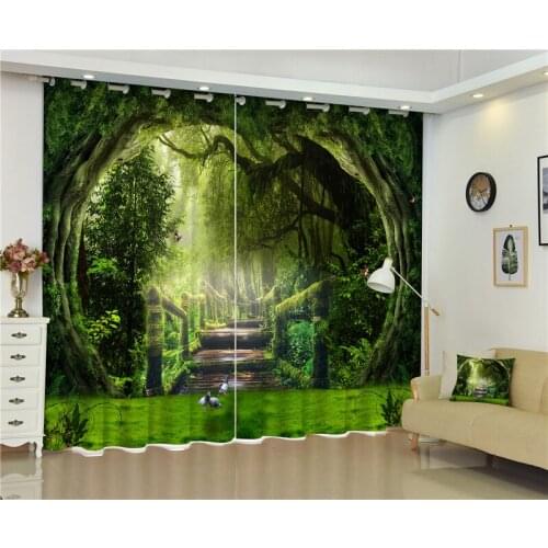 2017 Misty forest 3D Blackout Curtains For Living room Bedding room Decor Tapestry Wall Carpet Drapes Cotinas