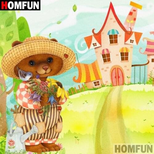 HOMFUN 5D DIY Diamond Painting Full Square/Round Drill "Cartoon bear" 3D Embroidery Cross Stitch gift Home A08573