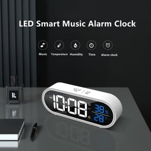 XIAOMI Youpin LED Digital Alarm Clock Voice Control Snooze Function Time Temperature Humidity Display Home Decoration Clock