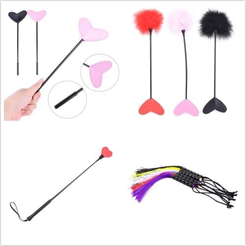 Dual Use Flirt Tickle Feather PU Leather Spanking Paddle Slap Clap Flap Whip On Butt SM Sex Adult Game Toy For Women Man Couple