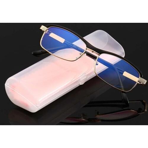Elbru Business Fashion Portable Anti-blue Light Reading Glasses High Definition Presbyopic Glasses With Glasses Case and Cloth