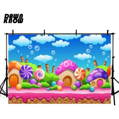 DAWNKNOW Cartoon Candy Fairy Tale Photography Background Backdrop Baby Photocall Shoot Kids Children Photo Studio lv2307