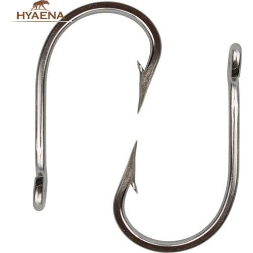 Hyaena 30pcs 7691 Stainless Steel Sharp Big Thick Tuna Fishing Hooks Size 5/0 6/0 7/0 8/0 9/0 10/0 11/0 12/0 13/0