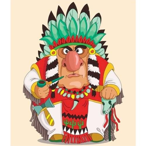 Cartoon Indians Chief of a Tribe Diamond Painting Round Full Drill Nouveaute DIY Mosaic Embroidery 5D Cross Stitch Home Decor