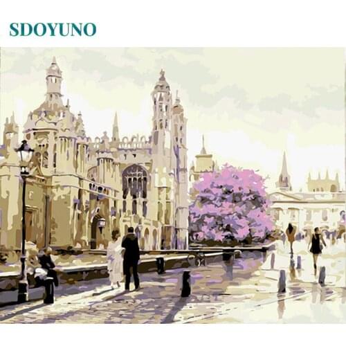 SDOYUNO Paint By Numbers On Canvas Street Scenery DIY Frameless 60x75cm Oil Painting By Numbers Landscape Picture Home Decor