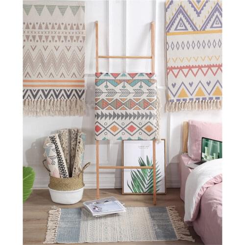 Ethnic Style Cotton Linen Tassel Home Weave Carpets Foot Pad Living Room Bedroom Study Floor Rugs Prayer Mattress Decor Tapestry