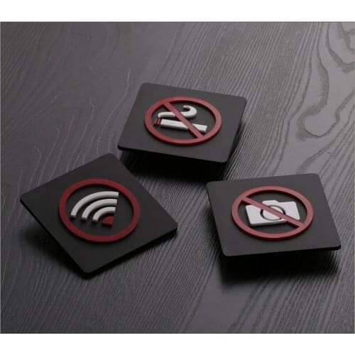 NO SMOKING NO PHOTOS WIFI Sign, Square Acrylic Sign Stickers, 10x10cm