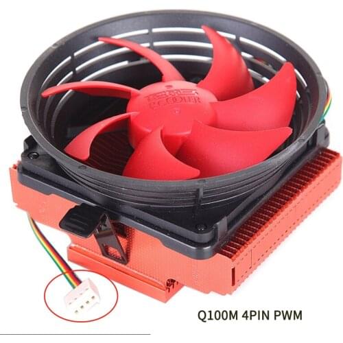 Pccooler Q100M Copper plating CPU cooler 100mm 4PIN PWM cooling fan For Intel 775 1150 1151 1155 1156 AMD Q100 quiet Cooler