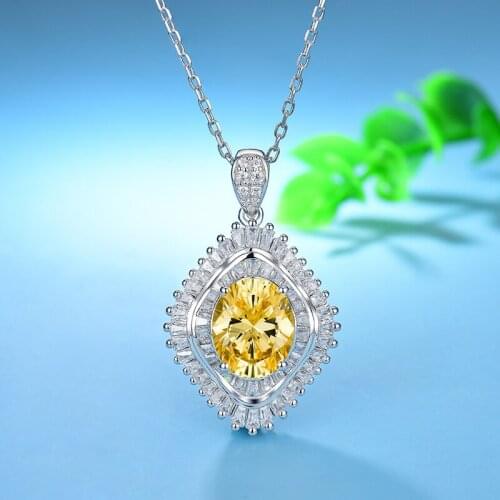 Water Drop Yellow Diamond Pendant 925 Sterling Silver Charm Party Wedding Pendants Necklace for Women Bridal Engagement Jewelry