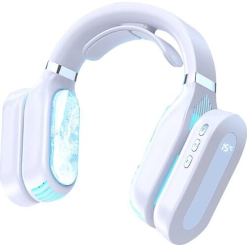 Portable USB Rechargeable Neckband Lazy Neck Hanging Cooling Mini No Leaf Fan