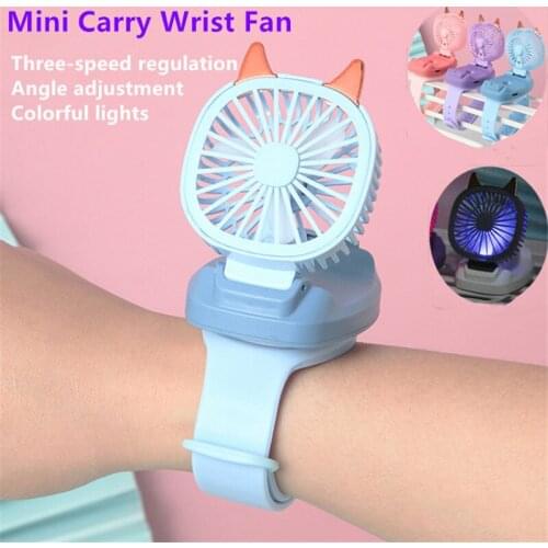 Mini Carry Wrist Fan Portable Rotatable USB Charging Air Cooler Students Toy Watch Fan Electric Handheld Office Outdoor Travel