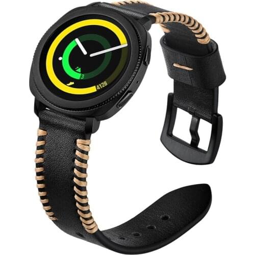 20mm Handmade line Genuine Leather watch band straps for Samsung Gear S2 Classic Gear Sport huawei watch 2 Sport