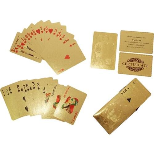 Luxury Waterproof 24K Gold Foil Plated Durable Poker Premium Matte Plastic Board Games Playing Cards Entertainment Supplies
