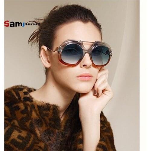Samjune Fashion Oversized Sunglasses Women and Men Big Sunglasses Gradient Frame Sun Glasses Large Goggle for Ladies Shades