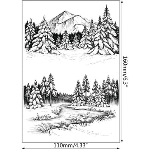 Snow Mountain River DIY Silicone Clear Stamp Seal Scrapbook Embossing Album M68E
