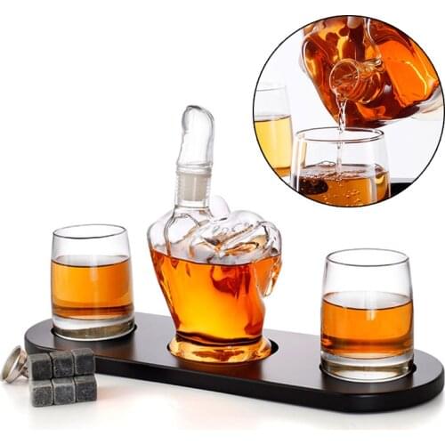 Glass Wine Bottle Wine Glass Set Bar Supplies Red Wine Decanter Aerator Rock Cooler Whisky Crystal Bottle Creative Gifts