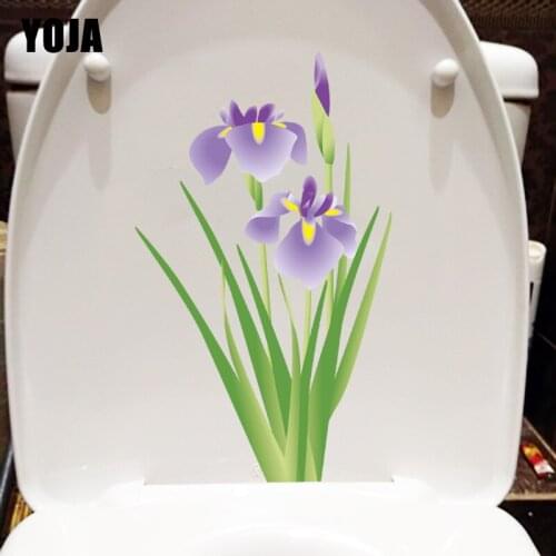 YOJA 14.4X24.1CM Cartoon Hand Drawn Water Lotu Toilet Seat Stickers Fresh Home Room Wall Decor T1-1201