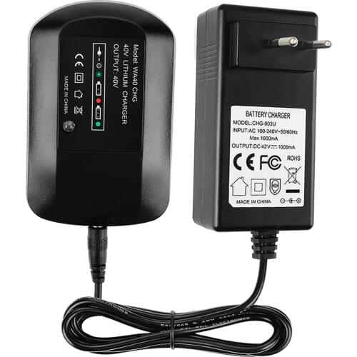 Lithium Battery Charger Replace Accessory Charger Black for WG380 WG580 Input Parameters: 100-240V Output Parameter: 40V