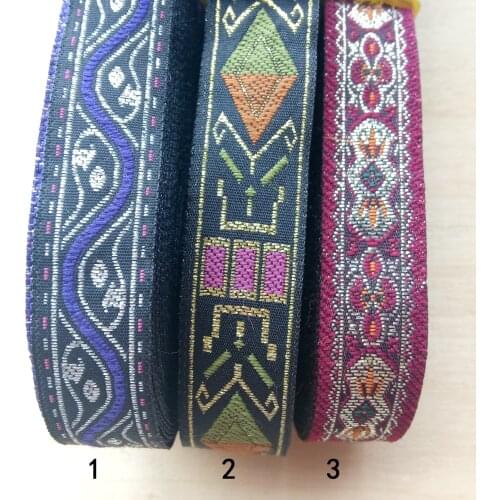 1.7cm 17mm Quality Purple Olive Green Wine Filigree Ethnic Folk Miao Symbol Wavy National Jacquard Ribbon Garment Woven Webbing
