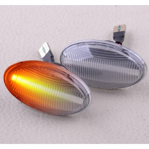 1 Pair 12V Dynamic Clear Lens LED Side Fender Signal Marker Blinker Lights Fit for Mini Cooper R50 R52 R53 2004-2006 63137166013