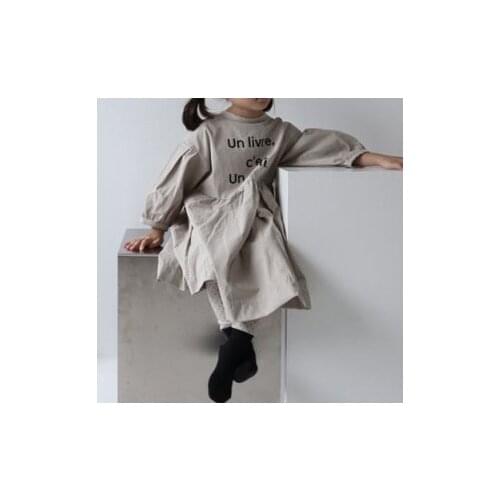 2020 Girls Dress Casual Letter Long Sleeve Kids Dresses for Girls Loose Cotton Toddler Baby Clothing 2 3 4 5 6 Years Child Dress