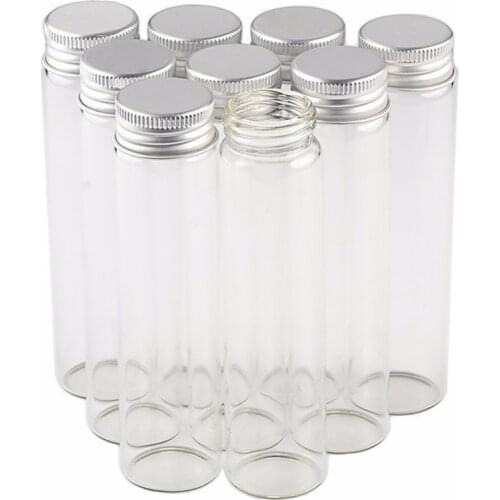 24 pcs 30x120 mm 60 ml Aluminum Screw Cap Glass Bottles Cosmetic Sample Bottles Candy Jars Wishing Stars Vials
