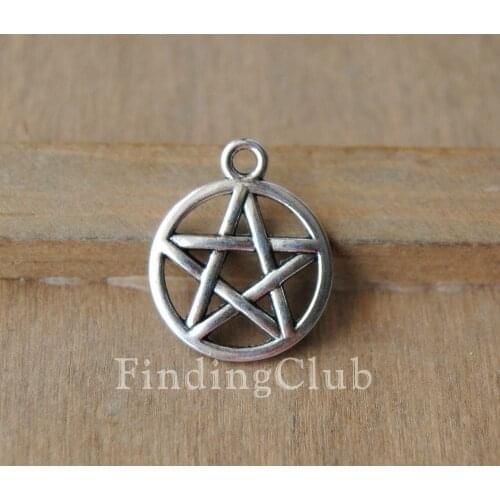 30 pcs Silver Color/Bronze Wicca Pentacle star of david Charms Pendant Metal Bracelet Necklace Jewelry Findings A326/A323
