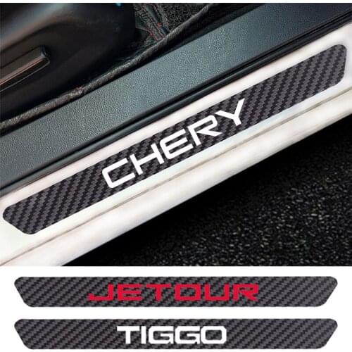 4PCS Car Door Sill Anti kick Stickers Carbon Fiber Auto Door Sticker For Chery Jetour Qoros 3 Tiggo A3 A3 Amulet Arrizo E5 Fora