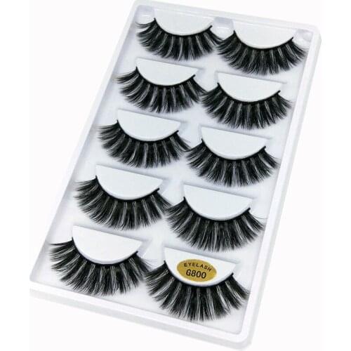 5 Pairs of False Eyelashes 3D Natural Thick Imitation Mink Eyelashes Handmade Artificial Eyelashes Mink Eyelashes Wholesale